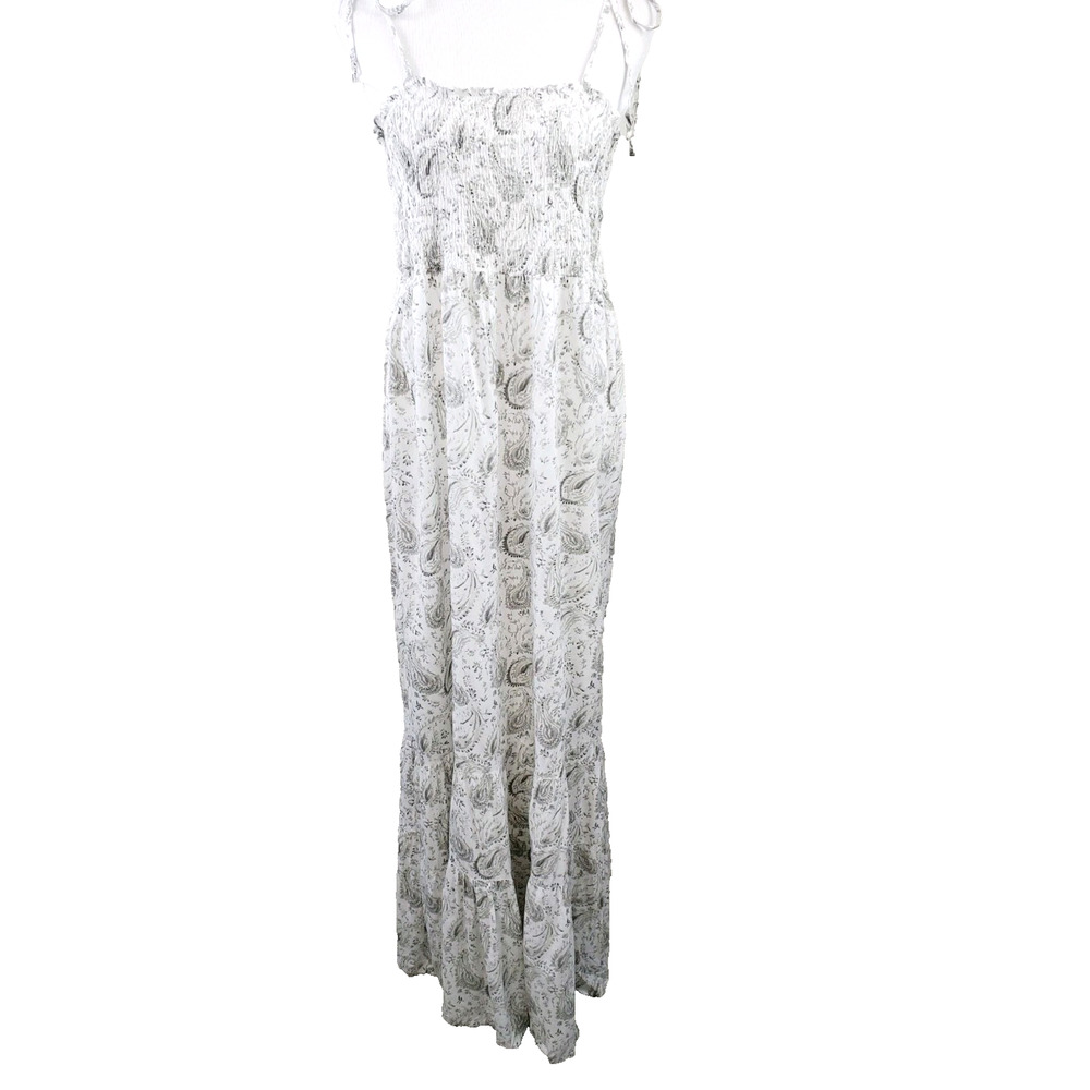 New BOHOME COLLECTION Womens Large Dress White‎ Smocked Maxi Bohemian Romantic